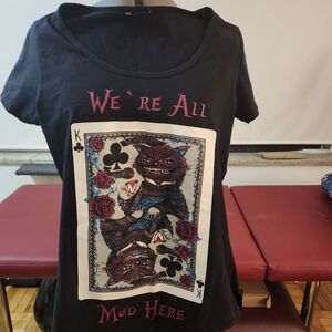 Black Graphic Tee with Playing Card Design